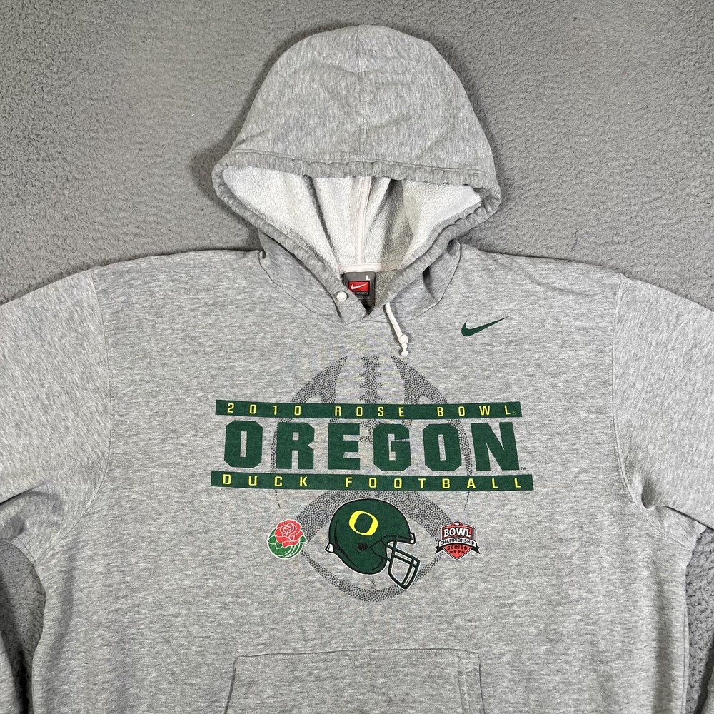 Oregon Ducks Football Hoodie Mens Large Gray Nike Pullover Sweatshirt Rosebowl - Picture 3 of 14